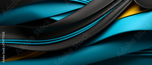 Turquoise Accents on Black Abstract Curves