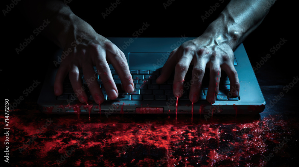 Close-Up of Hands Typing on Laptop Keyboard, Generative AI