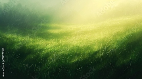 beautiful morning sun shining light in green landscape - AI Generated Abstract Art