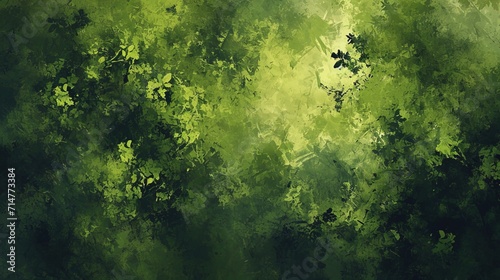 abstract green forest morning sunshine and mist background - AI Generated Abstract Art