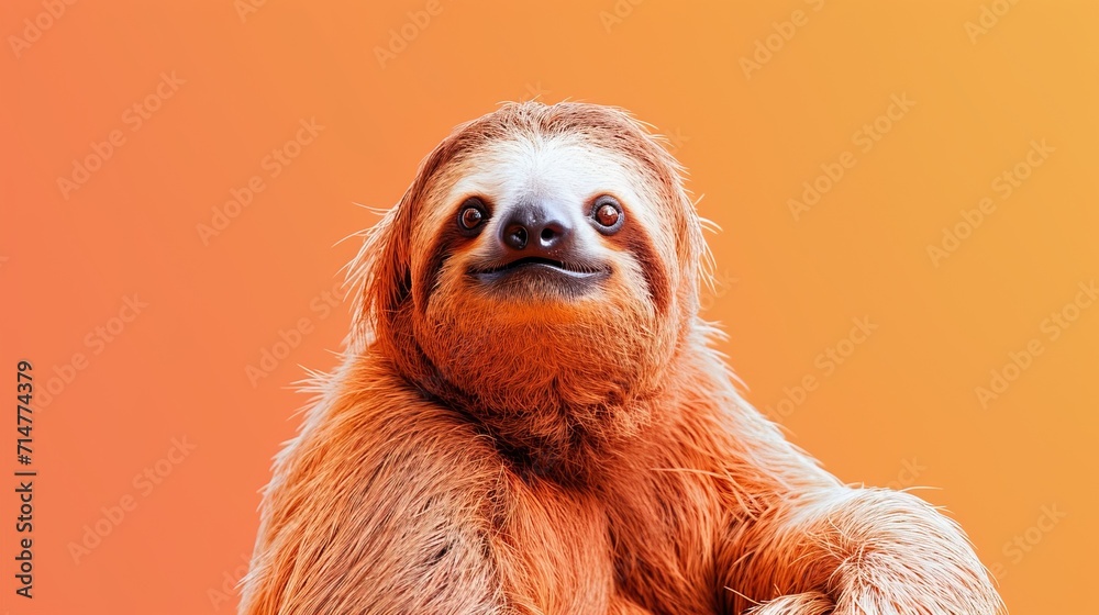 Peach-Colored Sloth (Bradypus variegatus) in Peach Fuzz color trend of