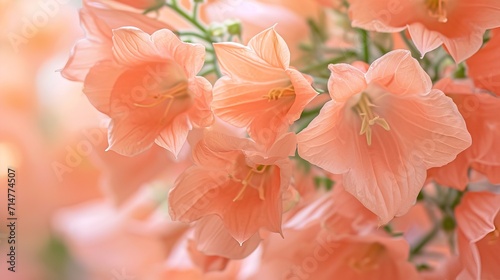 Light peach-leaved bellflowers on a bokeh background with soft light - AI Generated Abstract Art photo