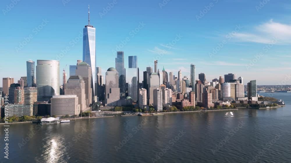 Manhattan, NYC view from Hudson. Manhattan, World Trade Center WTC, Business district of Manhattan. NYC aerial view. New York City, view from drone. NYC, Manhattan skyline. City drone scene NYC, USA. Manhattan, NYC view from Hudson. Manhattan, World Trade Center WTC, Business district of Manhattan. NYC aerial view. New York City, view from drone. NYC, Manhattan skyline. City drone scene NYC, USA.
