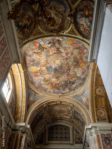 Frescoed ceiling of the Chapel of Santi Martiri, Gesú Nuovo Church, Naples photo