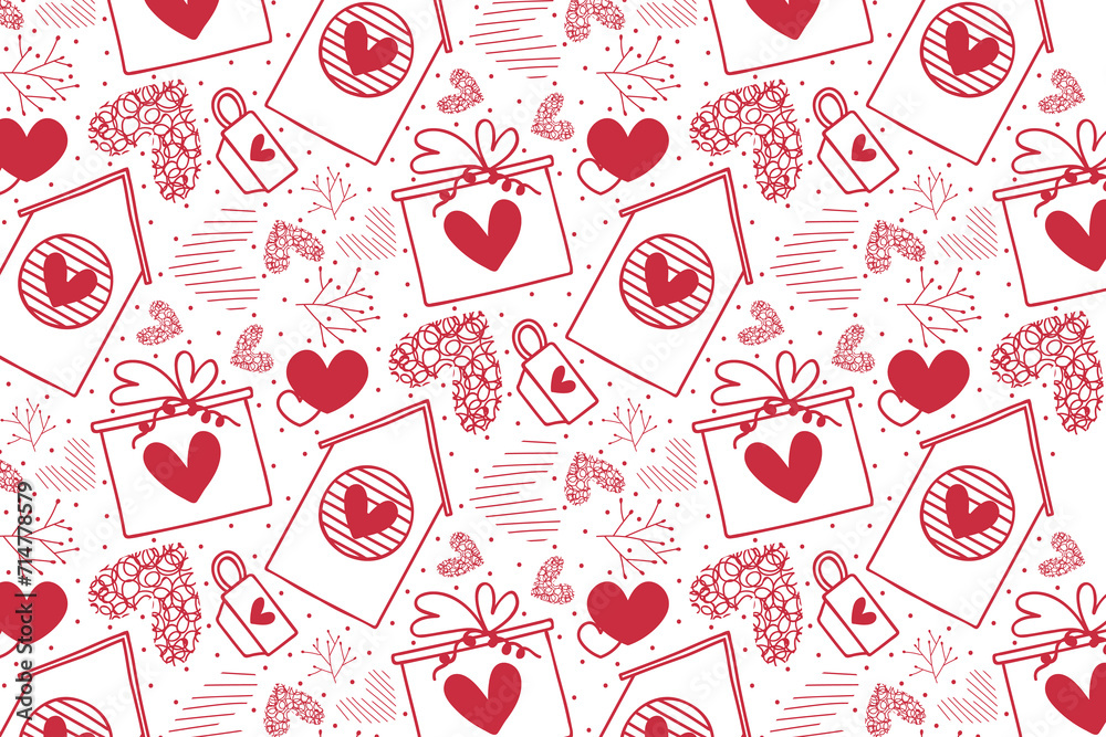 Vector hearts seamless pattern, vector Valentine's Day pattern, Valentine's Day background. Vector hearts seamless pattern, vector Valentine's Day pattern, Valentine's Day background.