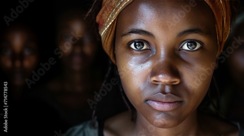 emotional african women with a group of women background.