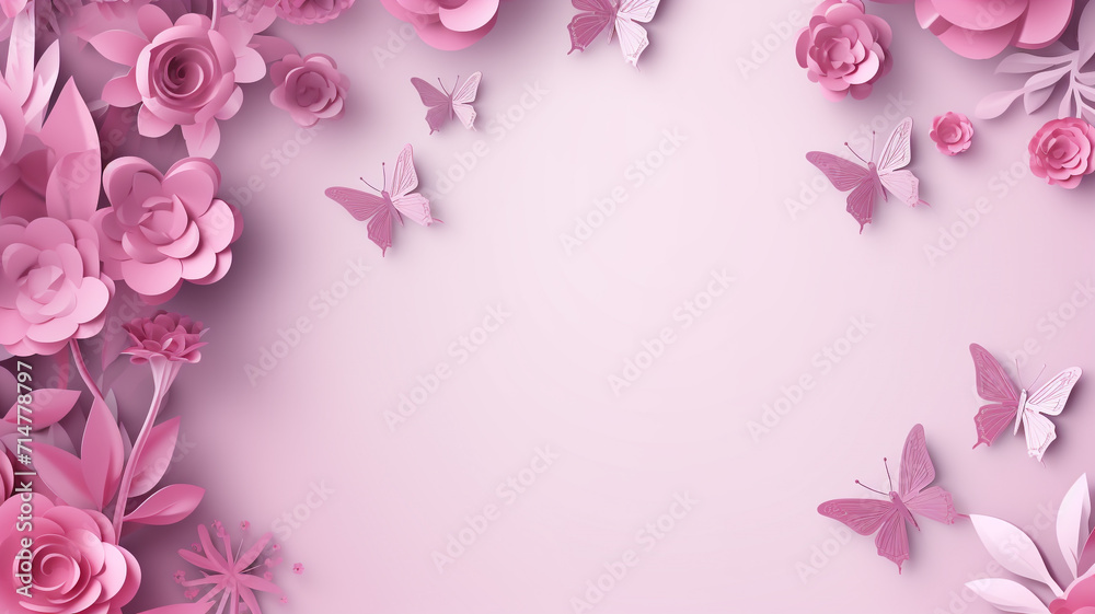 womens day background with pink flower with wide copy space for text womens day background with pink flower with wide copy space for text