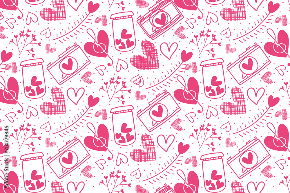 Vector hearts seamless pattern, vector Valentine's Day pattern, Valentine's Day background. Vector hearts seamless pattern, vector Valentine's Day pattern, Valentine's Day background.