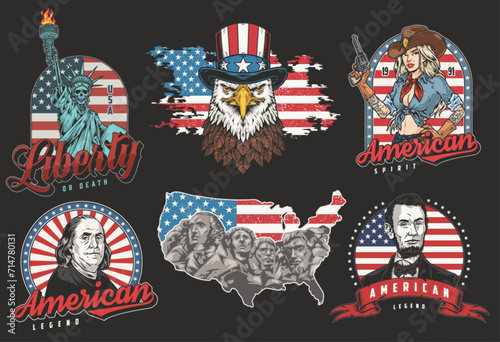 USA vintage set posters colorful