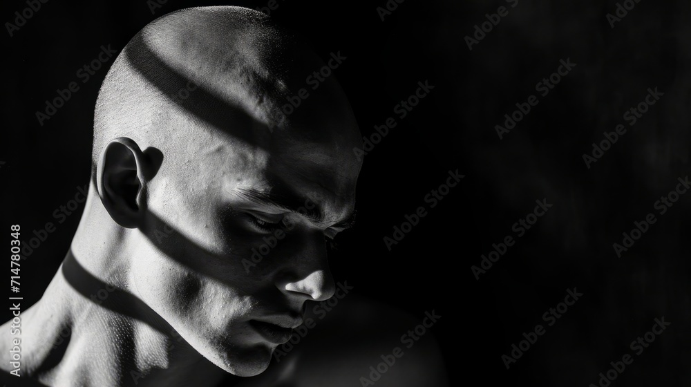 bald men side profile hair loss in early adulthood young man embracing his changing appearance bald men side profile hair loss in early adulthood young man embracing his changing appearance