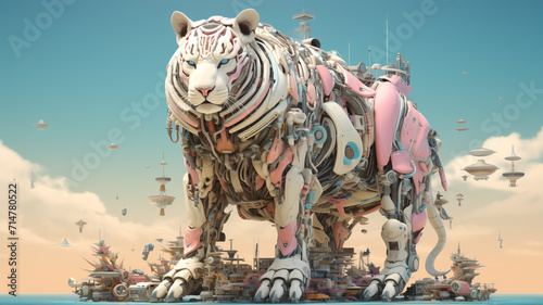 Tiger robot in the future world