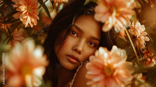 Filipina Model Surrounded by Traditional Filipino Flowers photo