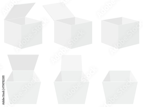 蓋の開いた白い箱のイラスト　空の箱　