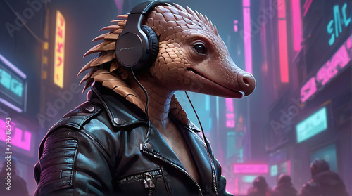 Pangolin Synthwave Serenity Down Under by Alex Petruk AI GENERATED