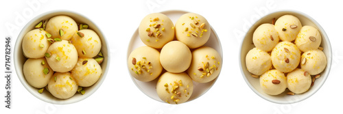 Set of besan laddu top view isolated on a transparent background photo