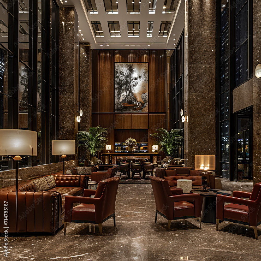 an evening at the lobby of the best hotel in the city