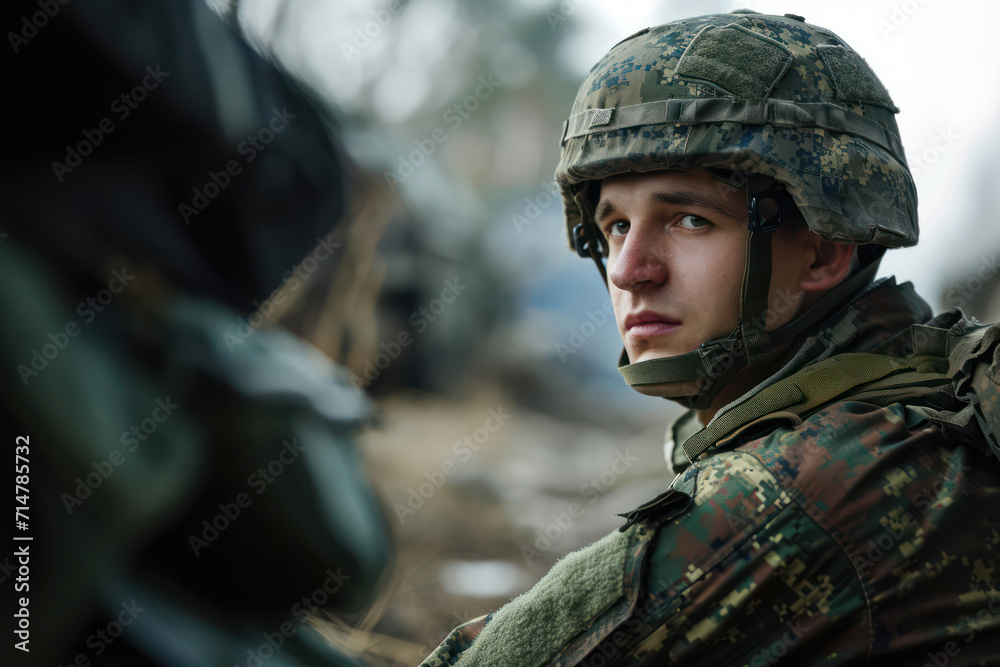 Camouflaged Warrior: A Determined Army Officer in Action on the Battlefield