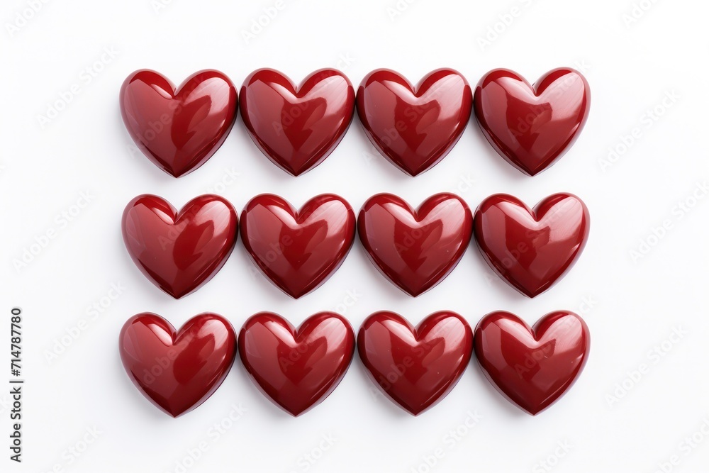 red glossy heart shaped chocolate candy isolated on white background. Sweet surprise for Valentines day celebration. red glossy heart shaped chocolate candy isolated on white background. Sweet surprise for Valentines day celebration.
