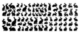 Vector collection of rabbits in silhouette style