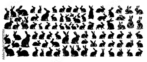 Vector collection of rabbits in silhouette style photo
