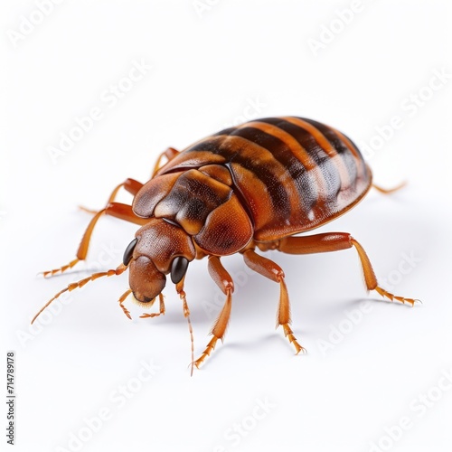 Bedbug isolated on white background, Infestations can lead to itchy bites and sleepless nights © lensvault