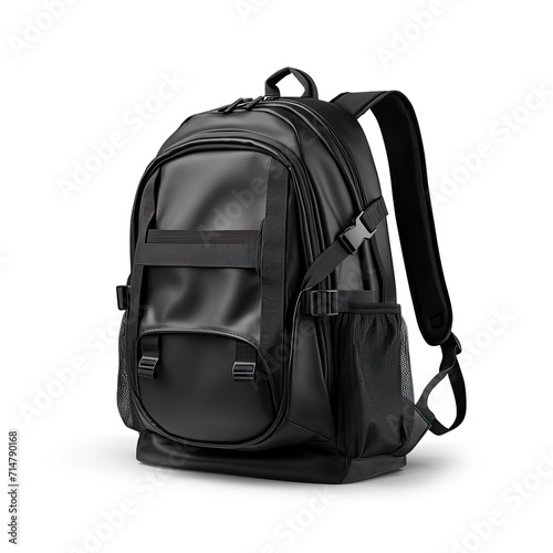 Black bagpack isolated on white background