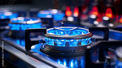 Kuchenka gazowa, palnik gazowy, kuchenka z niebieskim płomieniem.