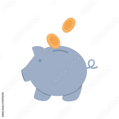 Savings piggy bank with coins. Money management, financial revenue cartoon vector illustration