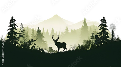 forest silhouette in the shape of a wild animal wildlife and forest conservation concept photo