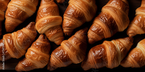 Appetizing croissants. Pastries, bakery.Top view