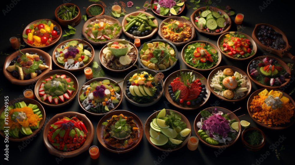 A platter of fresh and colorful salads, a light and healthy option for iftar during Ramadan