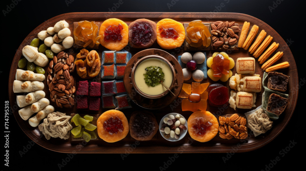 A tray of assorted Middle Eastern sweets, a decadent and indulgent way to end a Ramadan meal