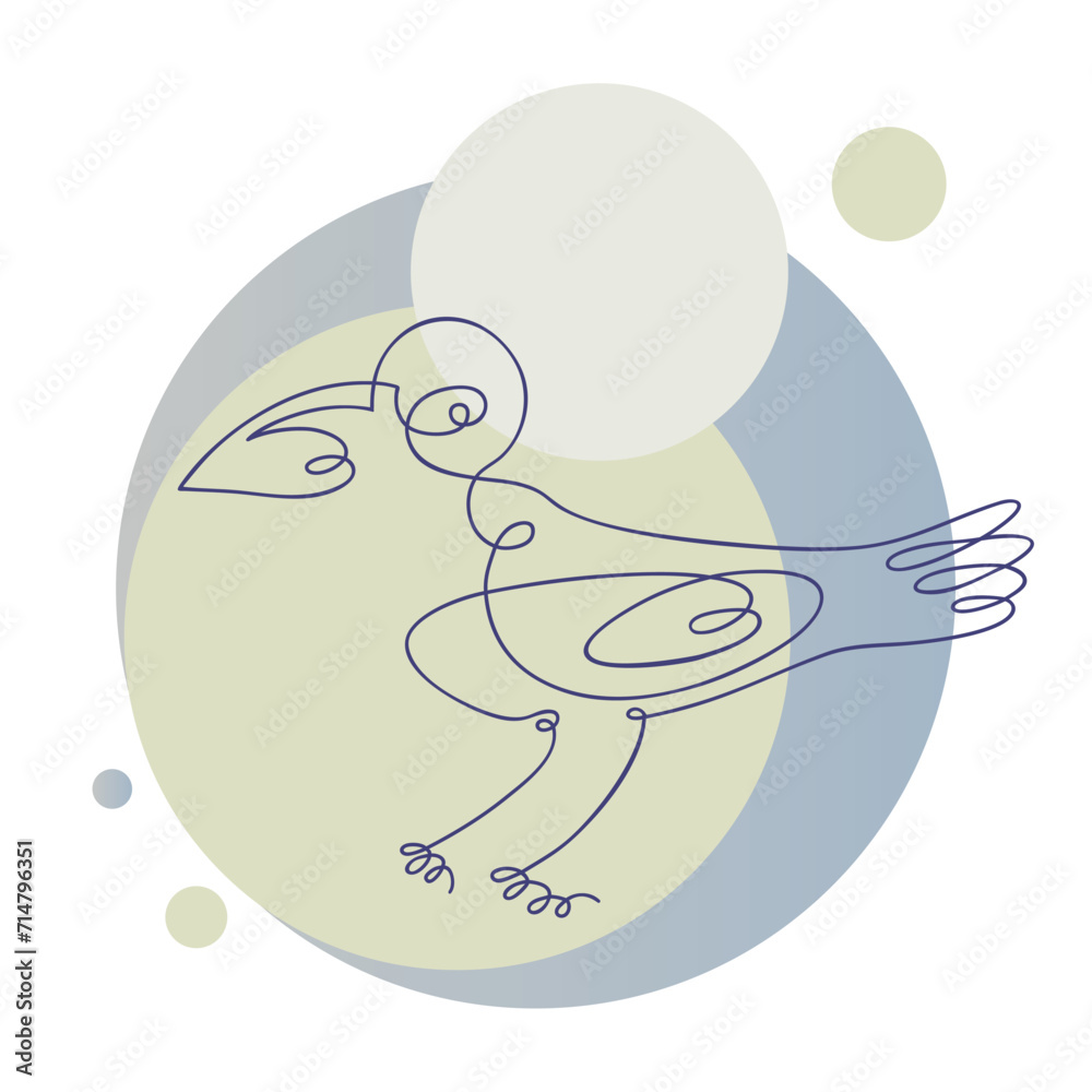Vector image of a crow. Modern art is a continuous line, an aesthetic contour. Vector image of a crow. Modern art is a continuous line, an aesthetic contour.