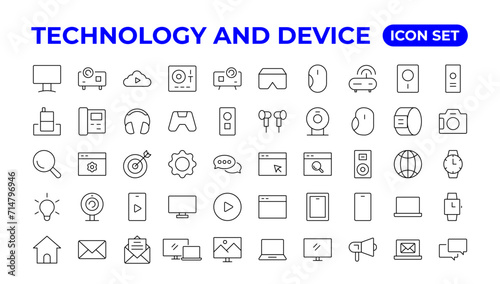"Devices and Electronics related line icons.