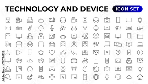 Devices and Electronics related line icons.
