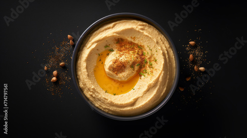 A bowl of creamy hummus, perfect for dipping with warm pita bread during Ramadan