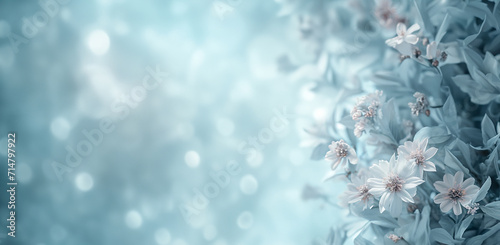 Close-up of flowers, showcasing their delicate petals and natural beauty in pastel blue.