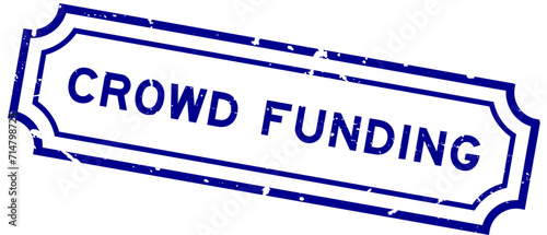 Grunge blue crowd funding word rubber seal stamp on white background