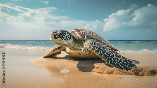 sea turtle on the beach © thewet