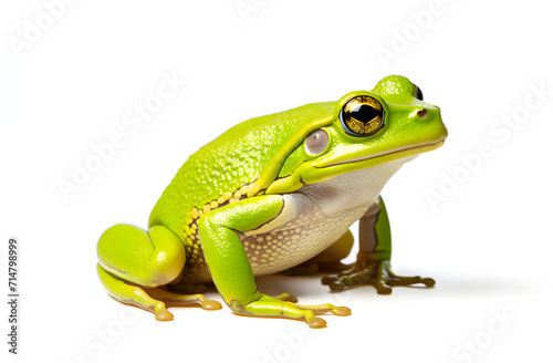 green frog on white background