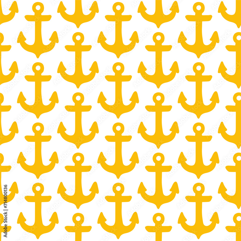 Seamless pattern with yellow anchors