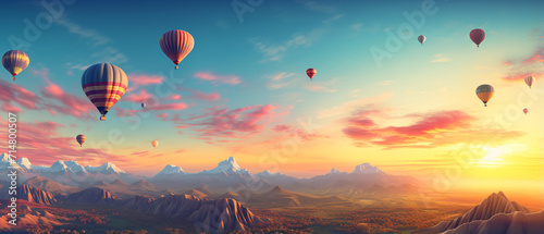 A surreal 4K wallpaper featuring hot air balloons, creating a dreamlike atmosphere. The vibrant colors and fantastical elements make it a captivating addition to any digital backdrop collection. photo