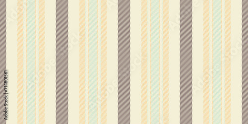 Iconic fabric pattern lines, chic background vertical seamless. Male textile stripe texture vector in beige and amber colors.