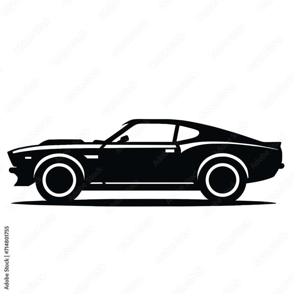 Fototapeta premium Black Car Silhouette Illustration Vector. AI Generative 