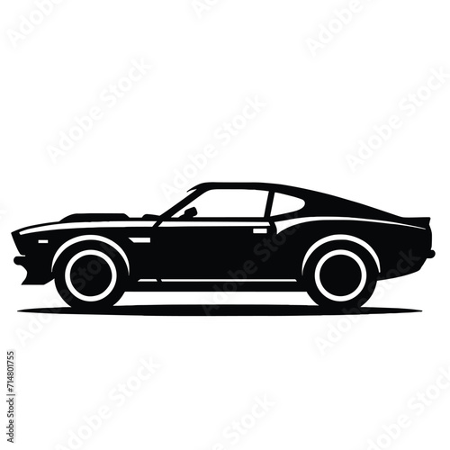 Black Car Silhouette Illustration Vector. AI Generative 