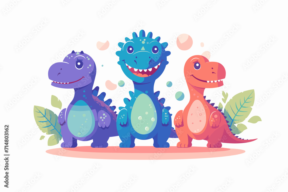 Obraz premium Cute dinosaur character set in cartoon style