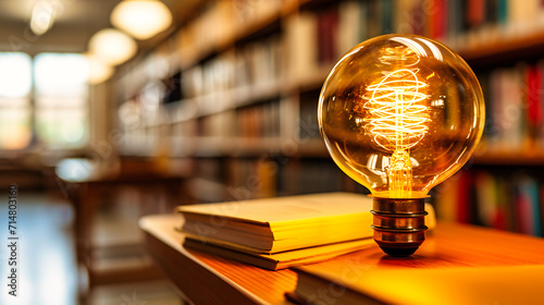 Open book with a glowing light bulb, emphasizing the idea of knowledge, education, and inspiration.
