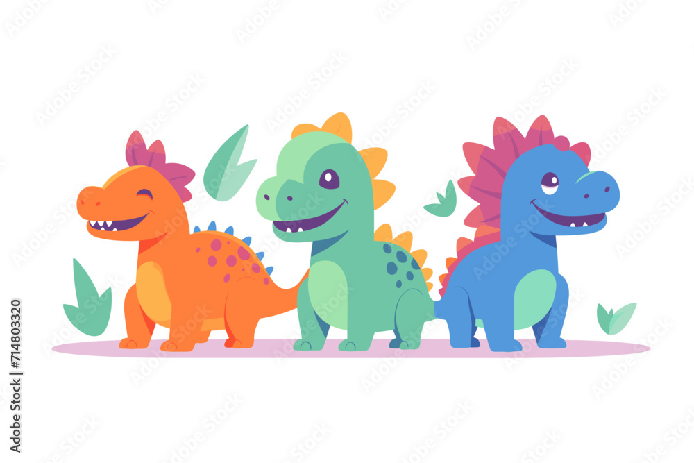 Cute dinosaur character set in cartoon style Cute dinosaur character set in cartoon style