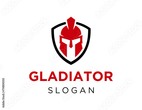 The logo design is about Gladiator and was created using the Corel Draw 2018 application with a white background.