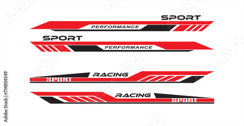 Sport car decal stripes, Car stickers red striping. Isolated on white background